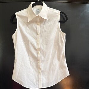 Brooks Brothers Classic White Sleeveless Button-Front Shirt